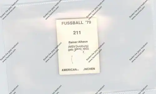 FUSSBALL - MSV DUISBURG - RAINER ALHAUS, Autogramm