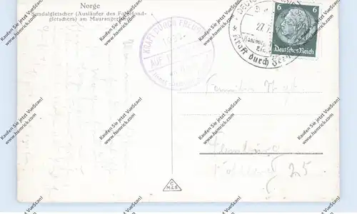 N 5476 SUNDAL, Sundalgletscher, K.d.F. Schiffspost "Oceana", 1937