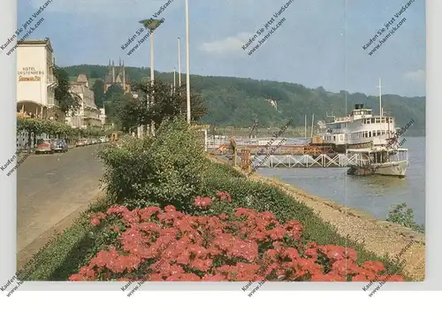 BINNENSCHIFFE - RHEIN, Köln-Düsseldorfer Anleger Remagen, Oldtimer OPEL, Mercedes