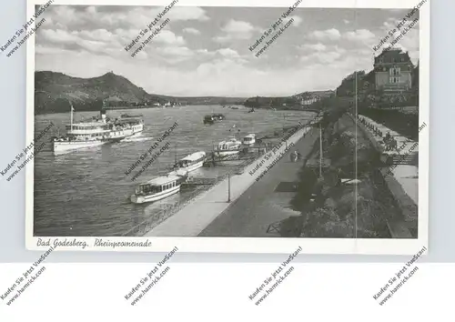 5300 BONN - BAD GODESBERG, Rheinufer, Hotel Dreesen, Schiffsanler, Köln-Düsseldorfer Schaufelraddampfer, 1950