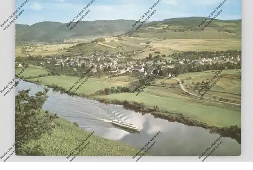 5550 BERNKASTEL - KUES -.MÜLHEIM, Luftaufnahme, Mosel, Binnenschiff