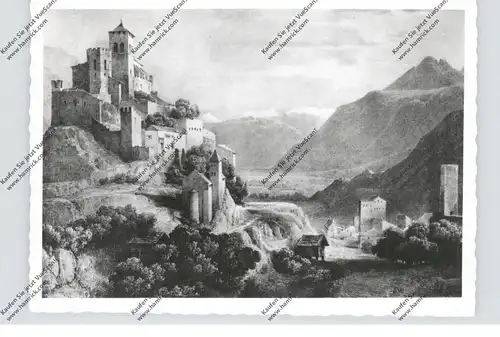 CH 1950 SION VS, Künstler-Karte Schloß & Majorie
