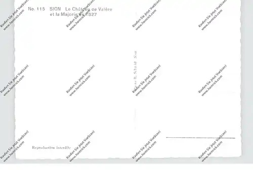 CH 1950 SION VS, Künstler-Karte Schloß & Majorie