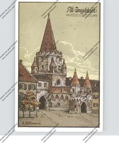 8070 INGOLSTADT, Alt-Ingolstadt, Margareten-Turm, Künstler-Karte Uhlmann