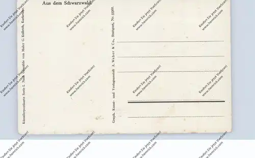 KÜNSTLER - ARTIST - G. KULLRICH, Aus dem Schwarzwald, Innenansicht eines Wohnhauses