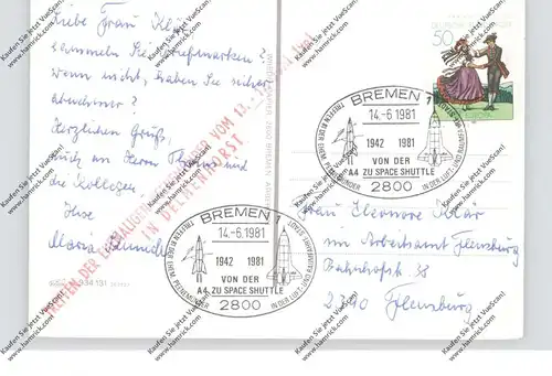WELTRAUM / Space, Sonderstempel "Von der A4 zu Space-Shuttle", Treffen der ehenaligen Peenemünder, Bremen 1981