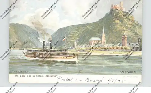 BINNENSCHIFFE - RHEIN, Köln-Düsseldorfer "BORUSSIA", Künstler-Karte Detering, 1905