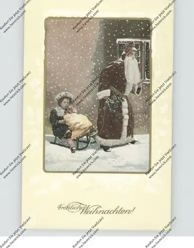 WEIHNACHTEN / NIKOLAUS / WEIHNACHTSMANN / SANTA, Weihnachtsmann zieht einen Schlitten, 1911