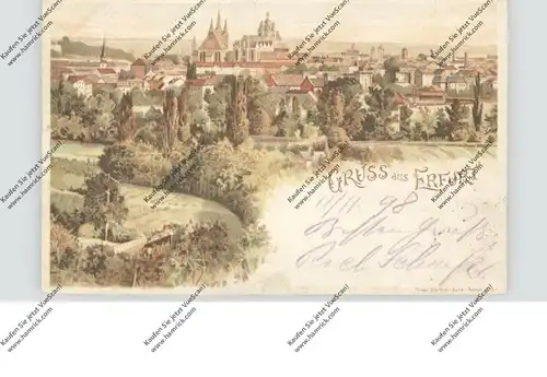 0-5000 ERFURT, Lithographie,Gesamtansicht 1898, teils dünnes Papier