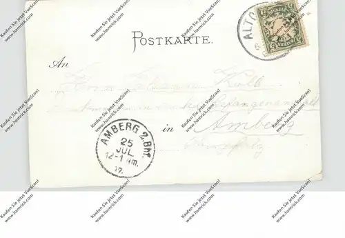 8262 ALÖTTING, Lithographie 1897, Hotel Post, Gasthaus Scharnagl & Engl. Fräulein Institut, Hauptplatz...