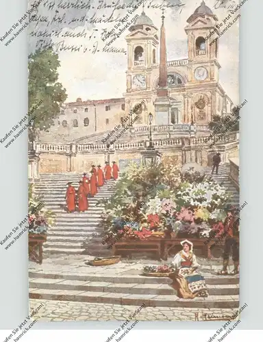 I 00100 ROMA, Trinita dei Monti, 1913, Künstler-Karte