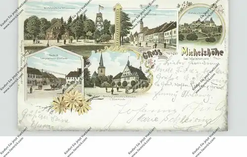 0-5237 WEISSENSEE, Lithographie, Markt, Schloß, Kreishaus, Michelshöhe, Sömmerda Langestrasse & Markt...