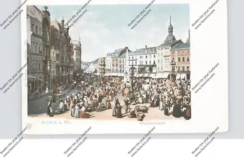 5300 BONN, Marktplatz, Wochenmarkt, belebte Szene, Druckstelle, ca. 1905, Trenkler - Leipzig