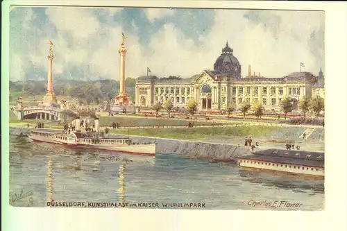4000 DÜSSELDORF, Kunstpalast & Kaiser Wilhelmpark, Künstler-Karte Charles Flower, TUCK-Oilette, Serie II, No.635 B