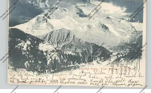 CH 3800 INTERLAKEN BE, Schynige Platte, Eiger, Mönch & Jungfrau, Ambulant / Bahnpost / TPO, 1901