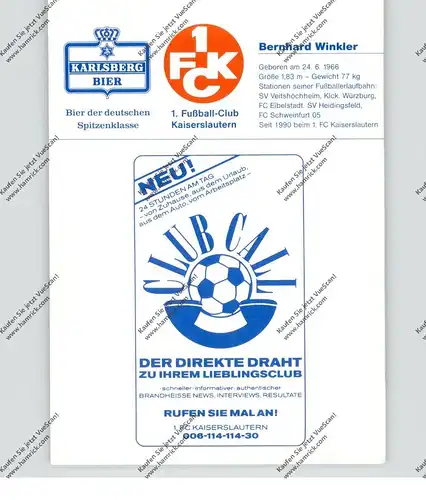 FUSSBALL - 1. FC KAISERSLAUTERN - BERNHARD WINKLER, Autogramm
