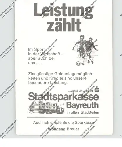 FUSSBALL - SpVgg BAYREUTH, WOLFGANG BREUER, Autogramm