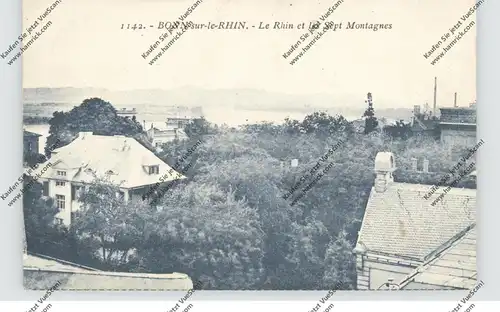 5300 BONN, Blick aus der Innenstadt auf das Siebengebirge, 20er Jahre, franz. Besetzung