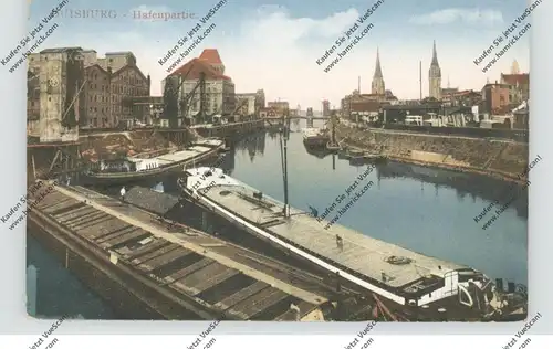 BINNENSCHIFFE - RHEIN, Frachtschiffe im Duisburger Hafen, 1923