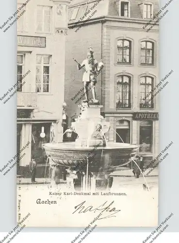 5100 AACHEN, Kaiser-Karl-Denkmal mit Laufbrunnen, 1901