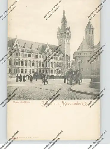 3300 BRAUNSCHWEIG, Neues Rathaus, Postkutsche, ca. 1900