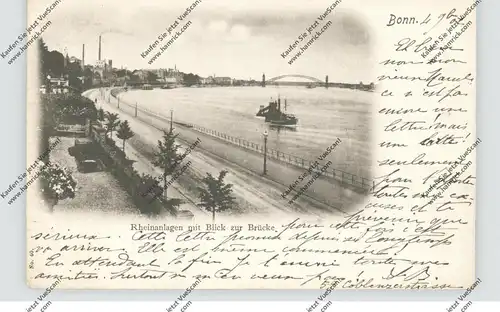 BINNENSCHIFFE - RHEIN, Baggerschiff vor Bonn, 1902