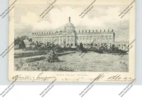0-1500 POTSDAM, Neues Palais, Künstler-Karte, Radierung, 1904