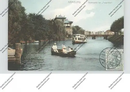 2000 HAMBURG, Alsterpartie bei Frauenthal, Ruderpartie, Fährschiff, 1910
