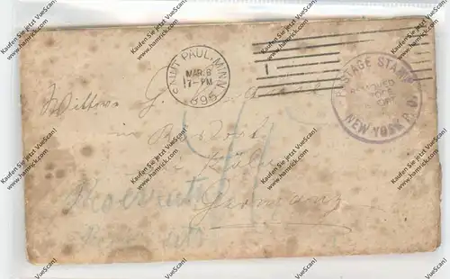 5303 BORNHEIM - ROISDORF, Postgeschichte, Nachgebühr - Brief aus USA, 1895, weitergeleitet nach Rösrath, mit Inhalt
