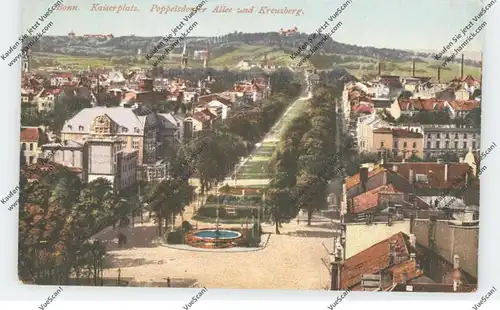 5300 BONN, Kaiserplatz, Poppelsdorfer Allee, Blick zum Kreuzberg, 1920