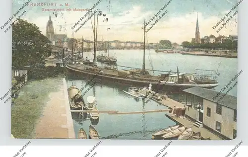 BINNENSCHIFFE - MAIN, Frachtschiffe vor Frankfurt, 1908
