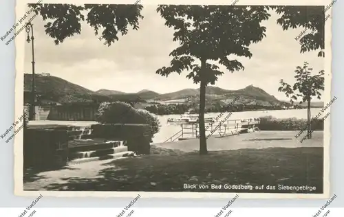 5300 BONN - BAD GODESBERG - RÜNGSDORF, Rheinpromenade mit Blick auf Petersberg und Siebengebirge
