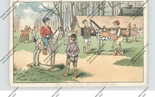 KINDER mit Spielzeug Pferden, 1905