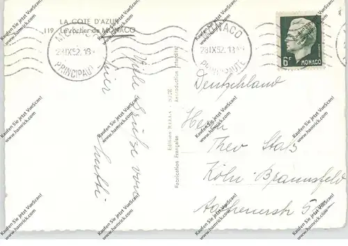 MONACO - Le rocher de Monaco, 1952