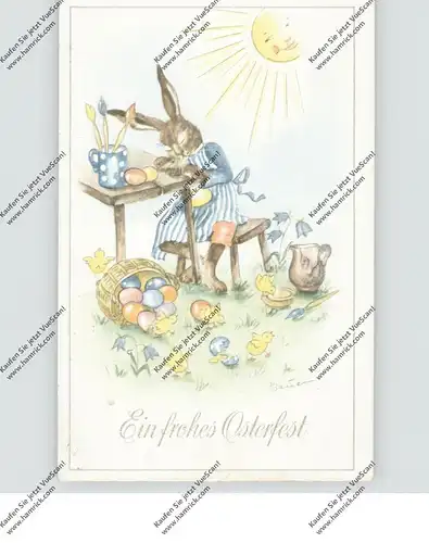 OSTERN - eingeschlaffene Häsin mit schlüpfenden Küken, Künstler Bauer
