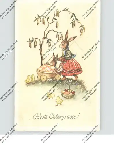 OSTERN - Hasenmutter mit Kinderwagen und Küken