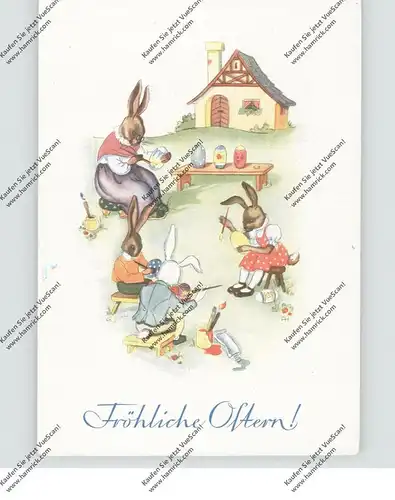 OSTERN - Hasenfamilie bemalt Eier