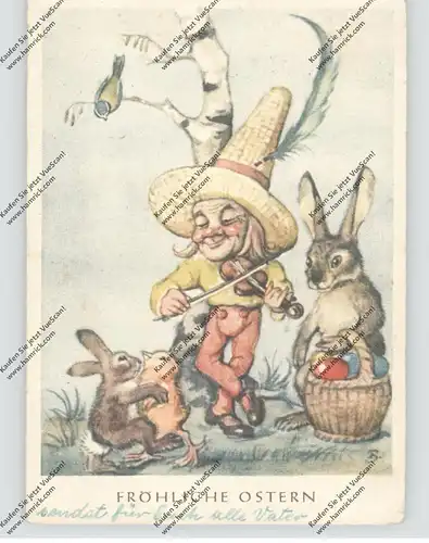 OSTERN - Tanzede Hase / Küken, Geige spielender Zwerg