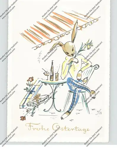 OSTERN - Eleganter Hase im Cafe