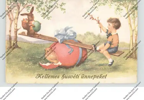 OSTERN - Junge und Hase auf der Wippe