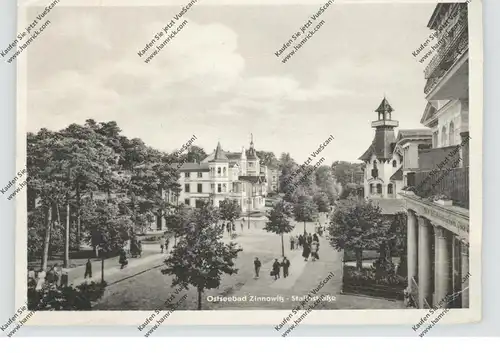 0-2238 ZINNOWITZ / Usedom, Stalinstrasse, 1953, kl. Druckstellen