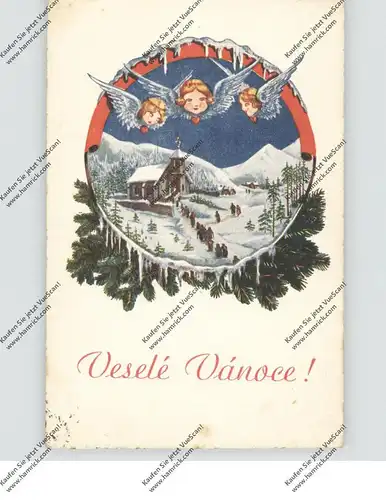 WEIHNACHTEN - Engel, Kirche im Schnee, 1957