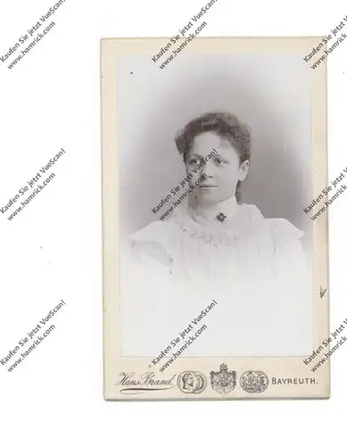 8580 BAYREUTH, Hartphoto / CDV, Porträt einer jungen Frau, Photograph Hans Brand