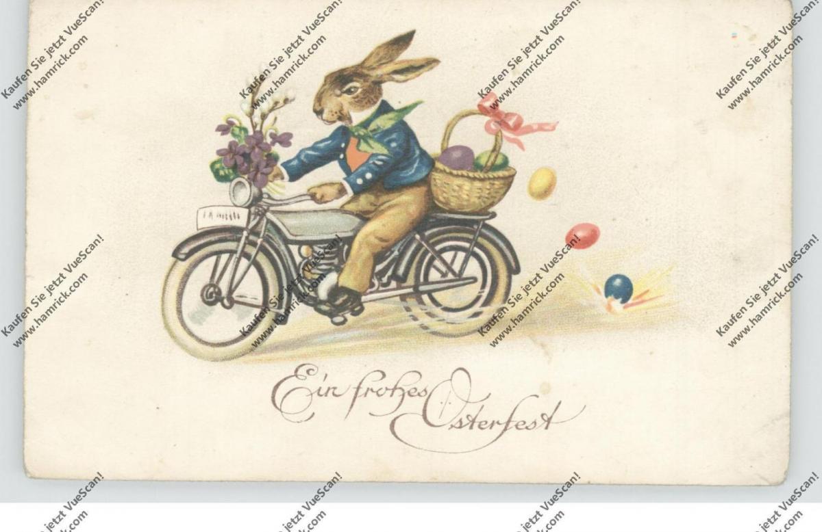 OSTERN - Hase auf Motorrad Nr. 1120322101 - oldthing: Ansichtskarten