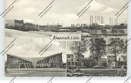 5030 HÜRTH - KNAPSACK, Braunkohlenwerk, Kriegerdenkmal, Feierabendhaus, 1959