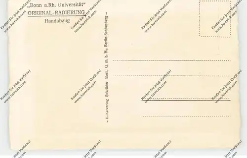 5300 BONN, Universität, Kupferstich, signiert