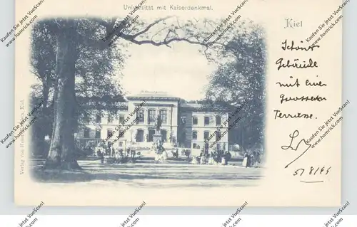 2300 KIEL, Universität mit Kaiserdenkmal, 1899, Belebte Szene