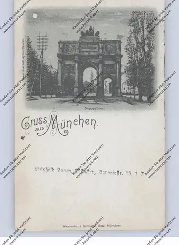 8000 MÜNCHEN, Siegesthor, Mondschein-Karte, 1899