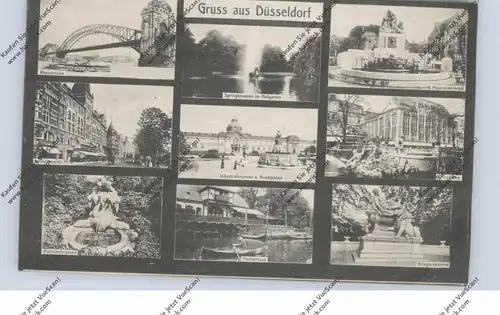 4000 DÜSSELDORF, Mehrbild-AK, Moorendenkmal, Wilhelmsplatz, Fischerhaus..., 1919