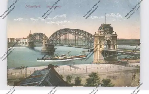 4000 DÜSSELDORF, Rheinbrücke, Frachtschiff, 20er Jahre